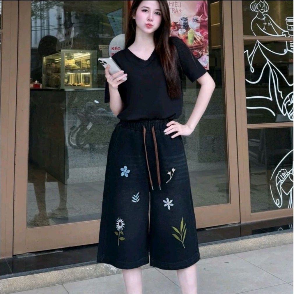 Quần Lửng Nữ Chất Bò Thổ Bản Rách To 38-75kg Lửng Qua Gối Cá Tính Dành Cho Nữ Thiết Kế Độc Đáo