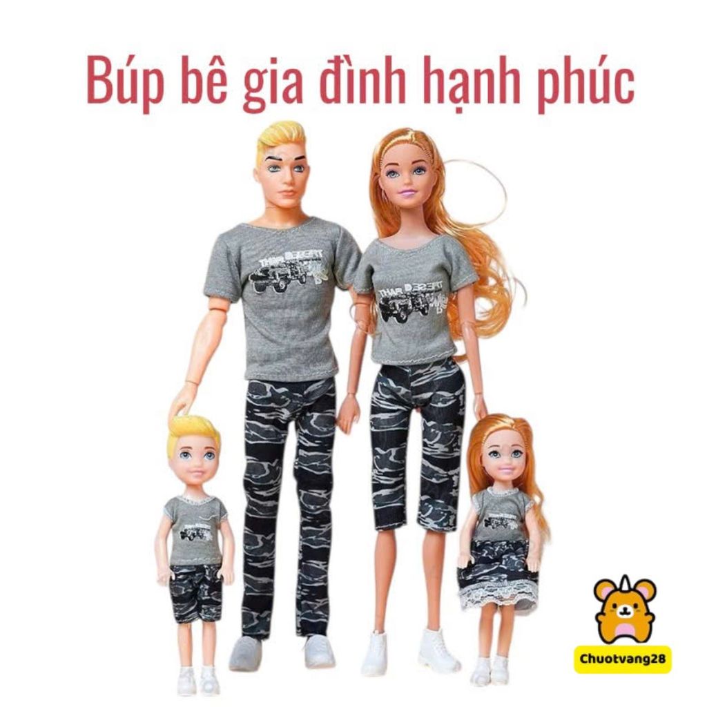 Búp Bê Gia Đình Hạnh Phúc Vui Vẻ 4 Người Vợ Chồng Bé Trai Bé Gái