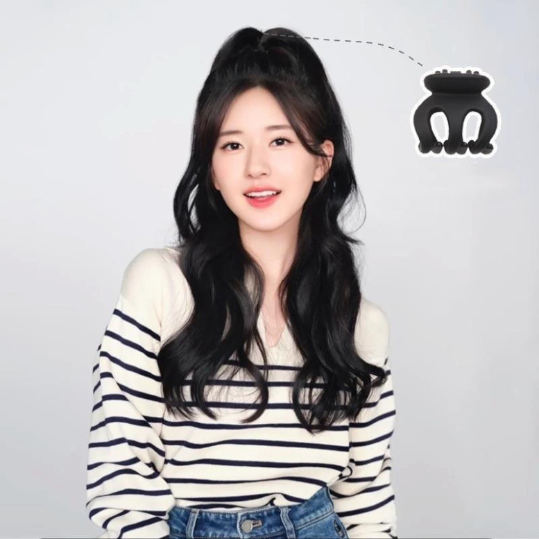🌈Child✨Kẹp Đầu Bi Cố Định Tóc Đuôi Ngựa Cao; Chảo Lông Ngựa Phía Sau; Kẹp Cá Mập Đơn Giản Thời Trang Nữ