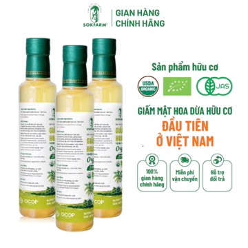 Giấm Mật Hoa Dừa Organic Sokfarm, chứa giấm cái, thay thế giấm táo - Chuẩn organic - Chai 265ml ( OganicStoreVn )