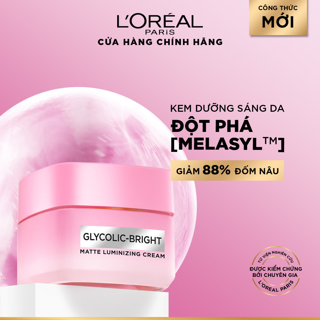 VB_ Bộ đôi serum & kem dưỡng sáng da đột phá Melasyl mờ thâm mụn, nám L'Oreal Paris Glycolic Bright 30ml, 50ml