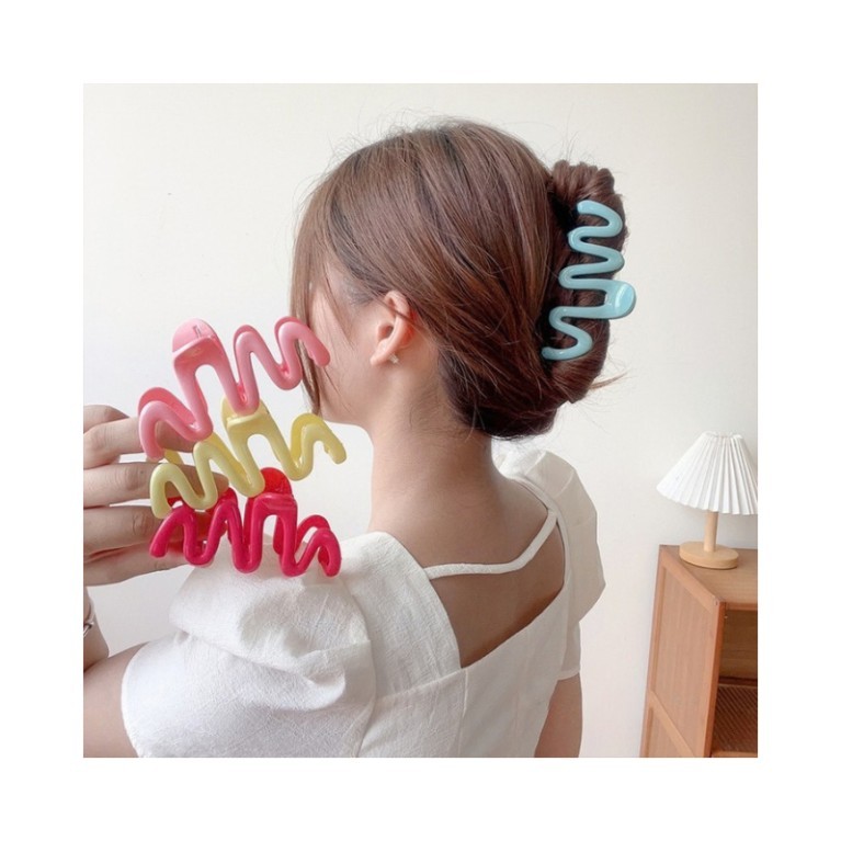 Kẹp Tóc Hình Càng Cua Sóng Xanh Pastel Chất Liệu Acrylic Phong Cách Hàn Quốc – Phụ Kiện Thời Trang Dễ Thương Cho Nữ