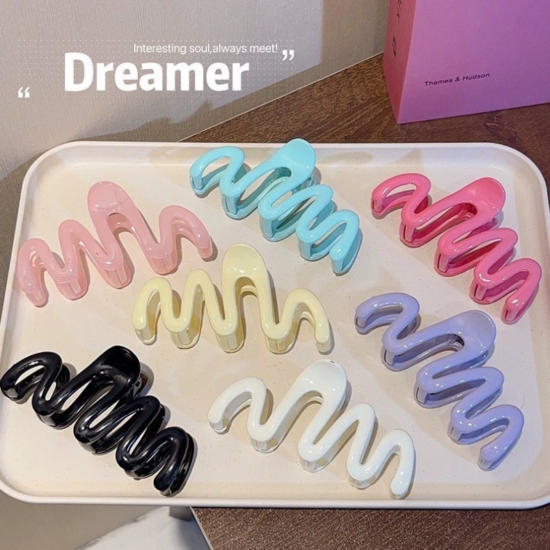 Kẹp Tóc Hình Càng Cua Sóng Xanh Pastel Chất Liệu Acrylic Phong Cách Hàn Quốc – Phụ Kiện Thời Trang Dễ Thương Cho Nữ