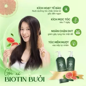 Cặp Dầu Gội Xả Bưởi Biotin Voudioty Giảm Rụng Tóc, Kích Mọc, Phục Hồi Tóc Hư Tổn