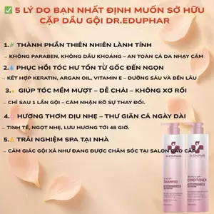 Dầu Gội Xả Thuần Chay Dr.EDUPHAR 750ml Phục Hồi Tóc Khô Xơ, Kiềm Dầu, Bóng Mượt Tự Nhiên Chuẩn Salon
