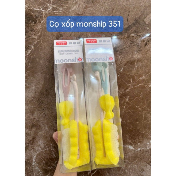 Bộ cọ 2 chi tiết moonship,bộ cọ rửa bình sữa, cọ mút, dụng cụ về sinh bình sữa cho trẻ sơ sinh tiện lợi