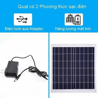 Quạt năng lượng mặt trời Solar Fan 12000mAh-25000mAh quạt sạc tích điện dạng nằm chân quỳ hiển thị PIN hẹn giờ tắt