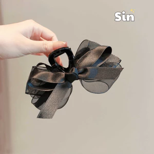 Kẹp Tóc Nơ Voan Đen Quảng Châu Cao Cấp – Kẹp Càng Cua Nơ Lưới Mềm Sang Trọng