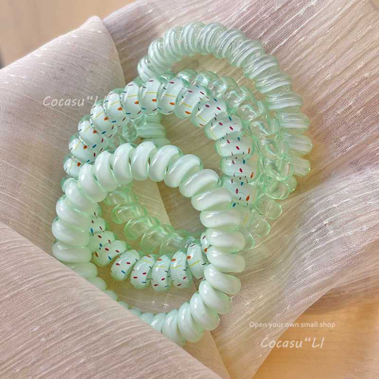 Set 4 / 6 / 9 / 1 Cái Đàn Hồi Trong Suốt Xoắn Ốc Tóc Dây Đuôi Ngựa Tóc Vòng Cao Su Mũ Đội Đầu