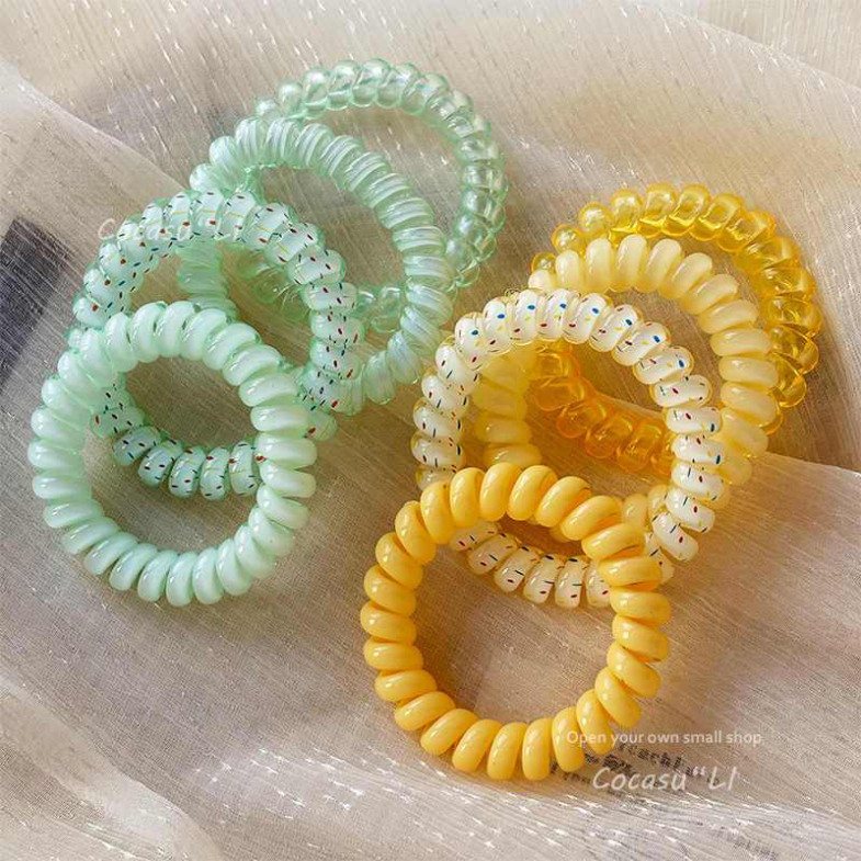 Set 4 / 6 / 9 / 1 Cái Đàn Hồi Trong Suốt Xoắn Ốc Tóc Dây Đuôi Ngựa Tóc Vòng Cao Su Mũ Đội Đầu