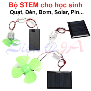 Bộ STEM cho học sinh, đèn Năng lượng mặt trời, quạt gió, bơm nước mini, pin