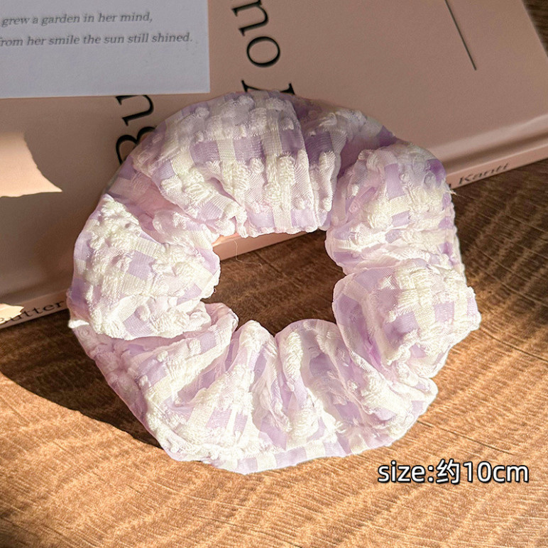 Dây buộc tóc scrunchies Child cột tóc Màu Kem Cỡ Lớn Thiết Kế Xếp Ly Đơn Giản Thời Trang