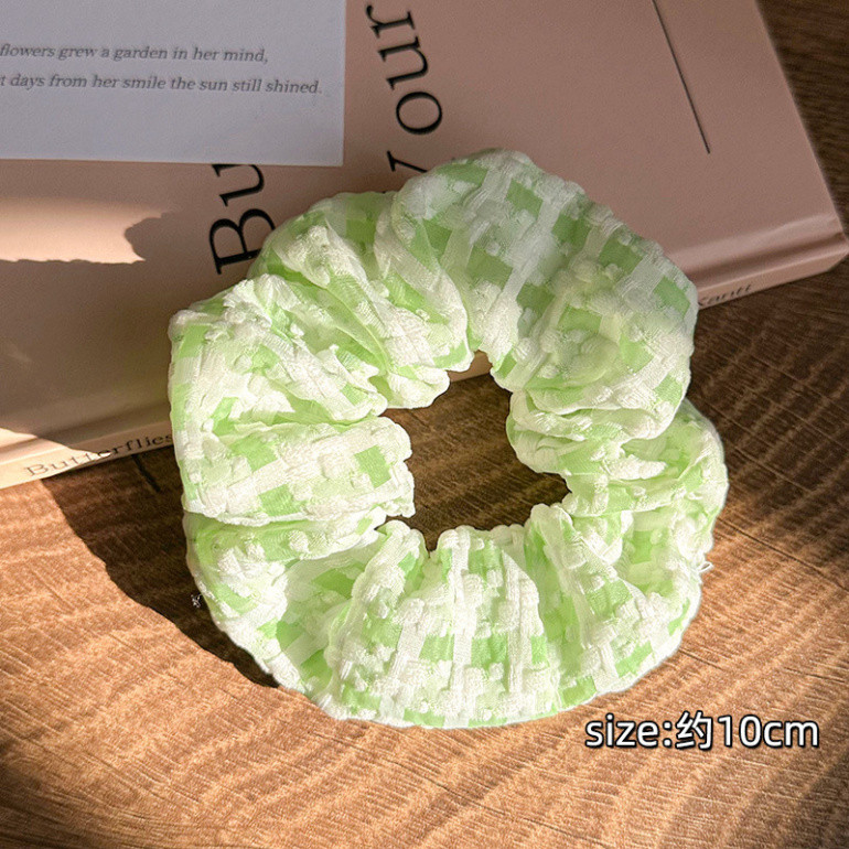 Dây buộc tóc scrunchies Child cột tóc Màu Kem Cỡ Lớn Thiết Kế Xếp Ly Đơn Giản Thời Trang