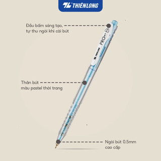 Bút bi Thiên Long TL-105 (Pro 027) – Ngòi 0.5mm, mực đều, thiết kế bấm tiện lợi
