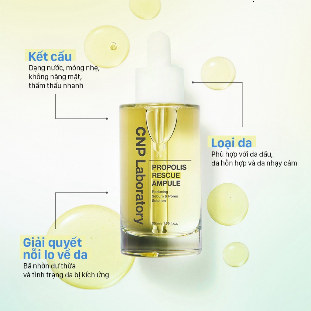 [CNP Laboratory Official] Tinh chất keo ong cho da dầu phục hồi làn da tẩy tế bào chết CNP Propolis Rescue Ampule 50ML