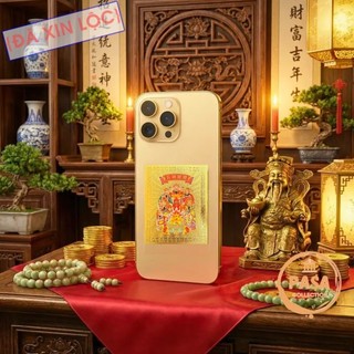 < rước lộc > Combo 5 Lá Vàng Thần Tài Ngũ Lộ Dán Điện Thoại Bỏ Ví Phong Thủy Chiêu Tài Lộc