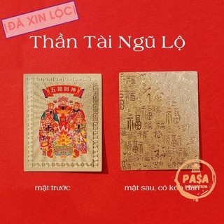 < rước lộc > Combo 5 Lá Vàng Thần Tài Ngũ Lộ Dán Điện Thoại Bỏ Ví Phong Thủy Chiêu Tài Lộc