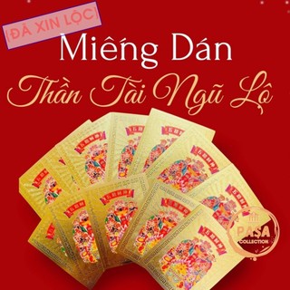 < rước lộc > Combo 5 Lá Vàng Thần Tài Ngũ Lộ Dán Điện Thoại Bỏ Ví Phong Thủy Chiêu Tài Lộc