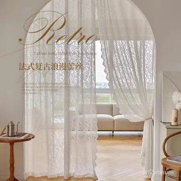 Rèm ren lãng mạn phong cách Pháp cổ điển, rèm cửa, rèm mỏng, vách ngăn ngọc trai cho cửa sổ lồi, rèm che nắng cho ban cô