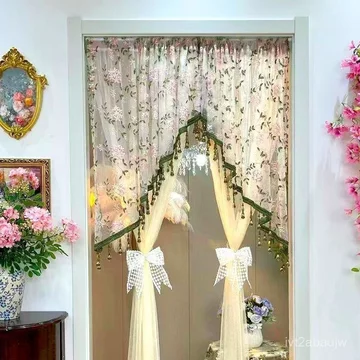Rèm sáo rút không cần khoan dùng cho gia đình, rèm phòng ngủ, rèm cửa sổ ban công. ins Rèm ren mỏng xuyên thấu