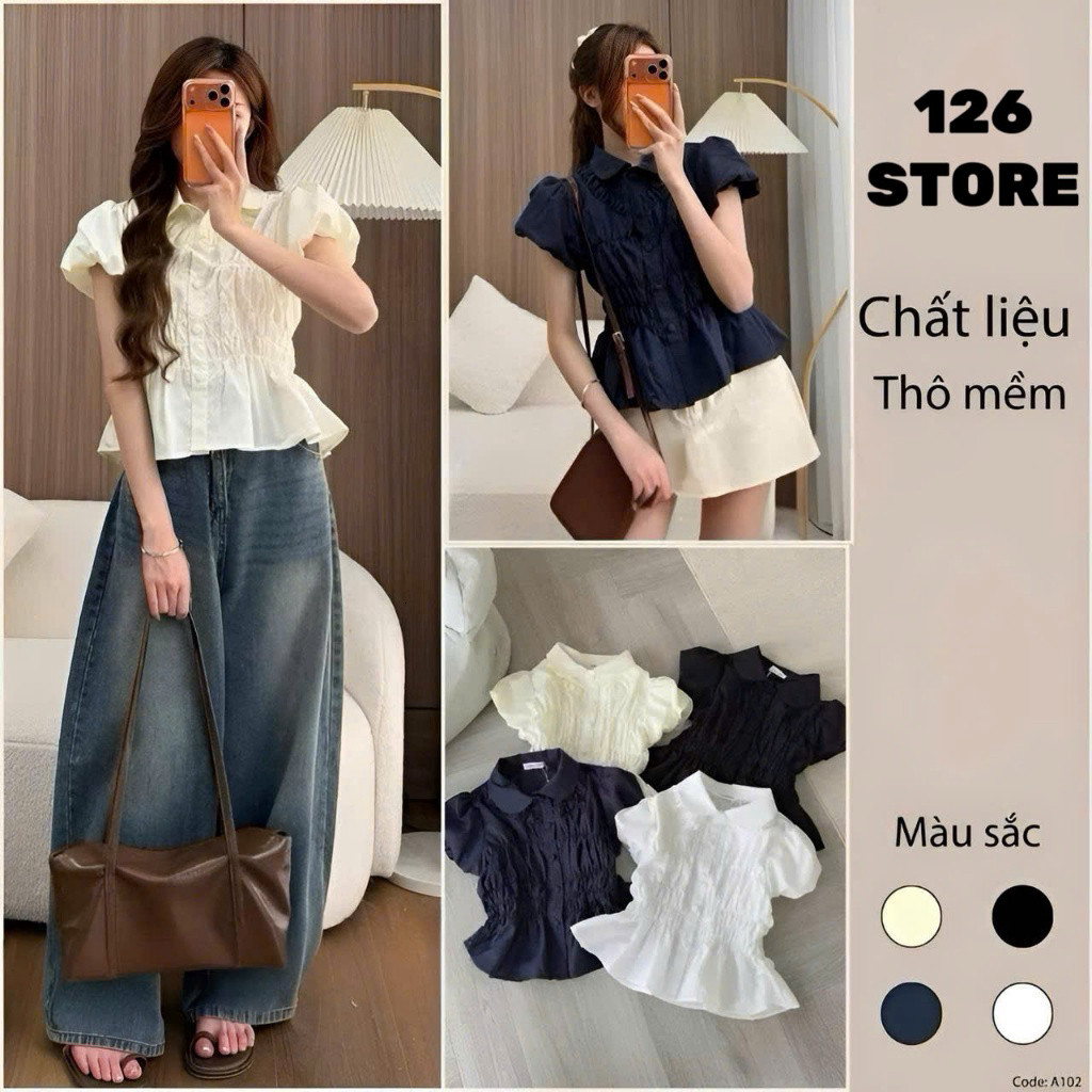 Áo Sơmi Cổ Sen Cúc Bọc Tay Bồng Chun Eo LÂM TÚ CLOTHING MA9777 | BigBuy360 - bigbuy360.vn