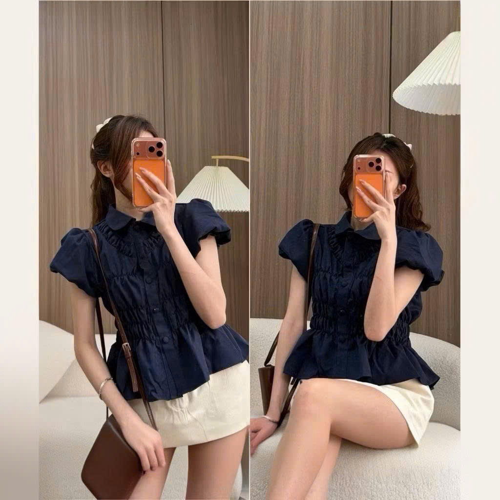 Áo Sơmi Cổ Sen Cúc Bọc Tay Bồng Chun Eo LÂM TÚ CLOTHING MA9777 | BigBuy360 - bigbuy360.vn