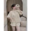 Set bộ đùi nữ thời trang cổ phối dây tua rua tay lửng phồng chất thô ren thêu 2 lớp phối quần đùi dễ thương