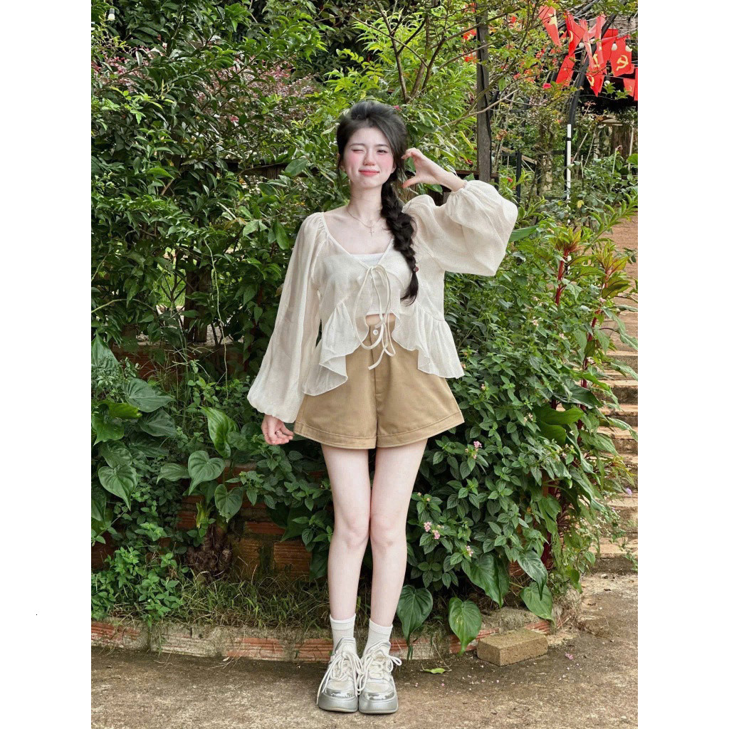 [Luna chọn] Set bộ ba món quần kaki áo tơ kèm áo ống gân tăm SHOPBOSTORE Luna