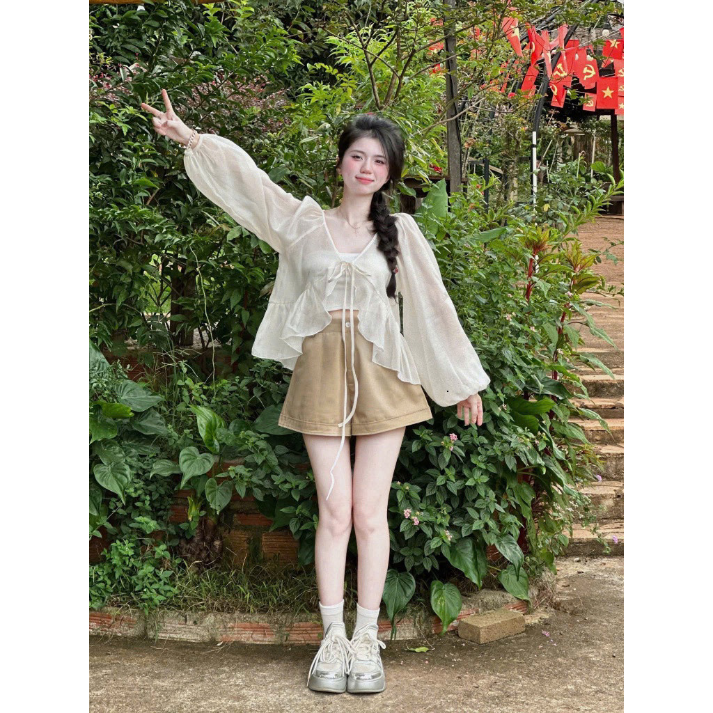 [Luna chọn] Set bộ ba món quần kaki áo tơ kèm áo ống gân tăm SHOPBOSTORE Luna