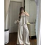 Set bộ 2 dây mix quần dài suông rộng chất chéo hàn mang phòng cách hàn quốc SHOPBOSTORE Luna