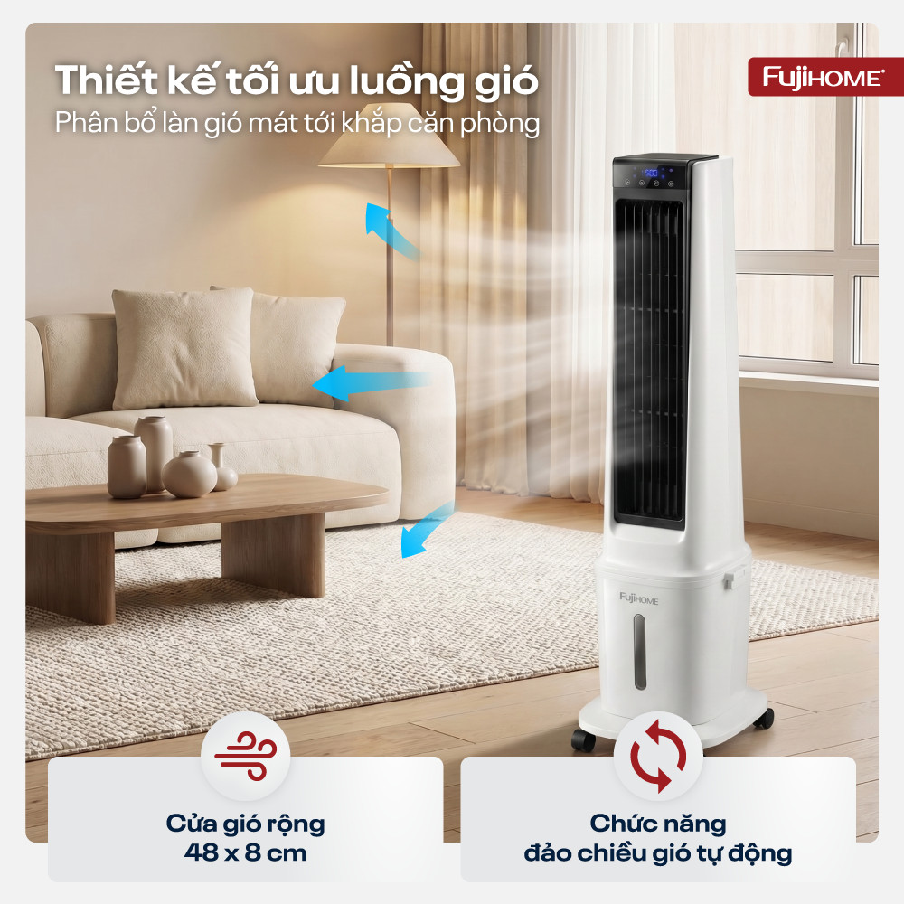 Quạt hơi nước làm mát không khí Nhập Khẩu FUJIHOME AC-17N, quạt điều hòa tự đảo chiều công suất lớn
