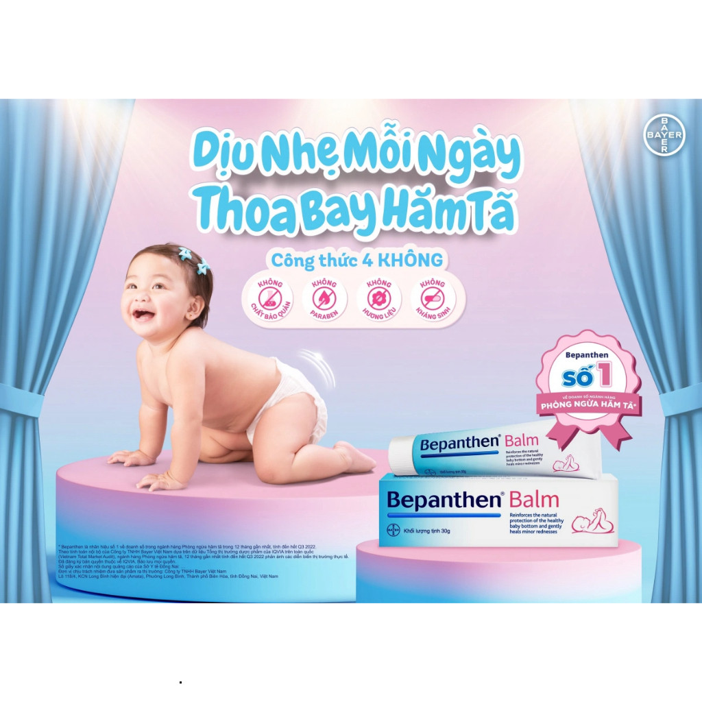 Kem Hăm Bepanthen Balm Lành Tính An Toàn Dưỡng Ẩm Cho Da Bé Tuýp 30g - Bibomart