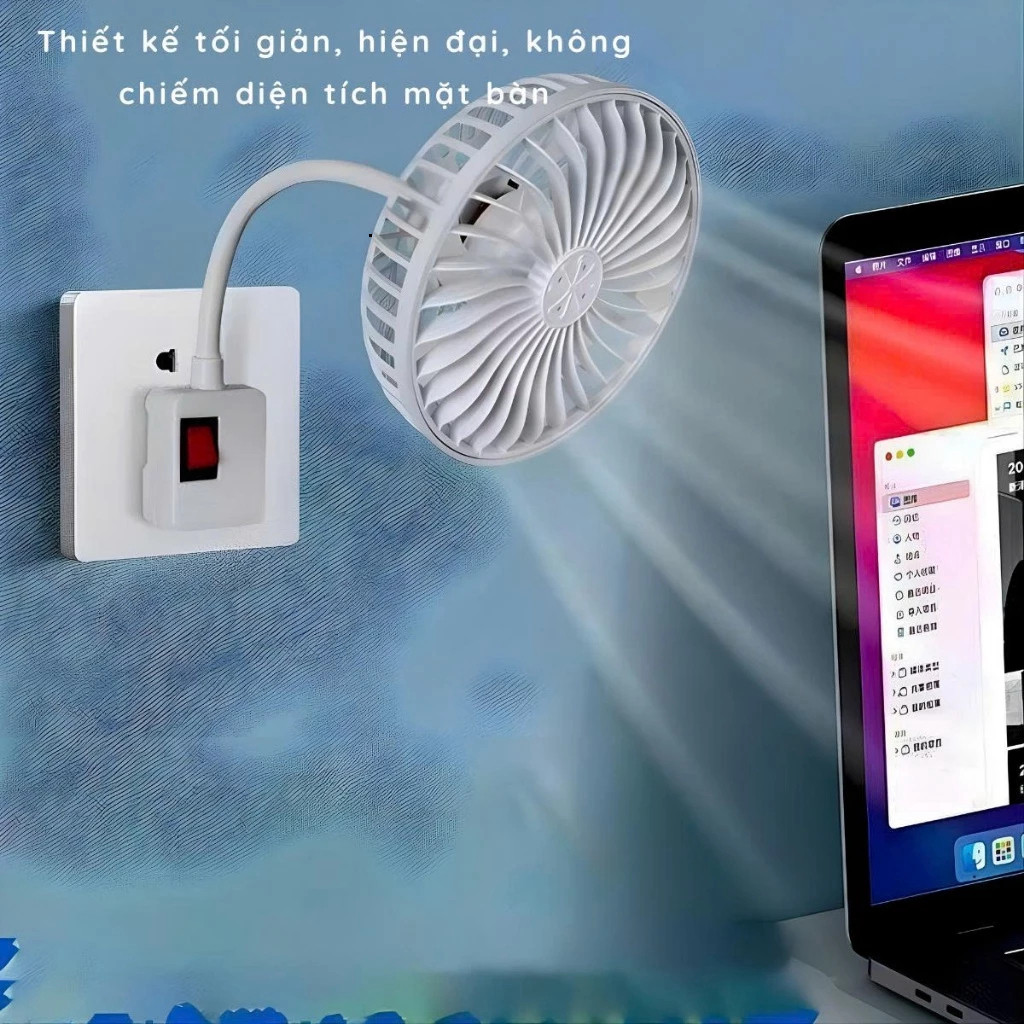 Quạt 5 Cánh Mini Xoay 360 Độ Có Lồng An Toàn Kèm Công Tắc Quạt Cắm Điện ,Găn Tường, Để Bàn Tiện Lợi. cc ntt95