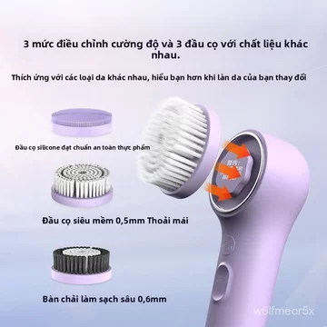 Thiết bị làm sạch da mặt dùng tại nhà, máy rửa mặt điện, máy rửa mặt bằng silicon, bàn chải lông mềm làm sạch lỗ chân lô