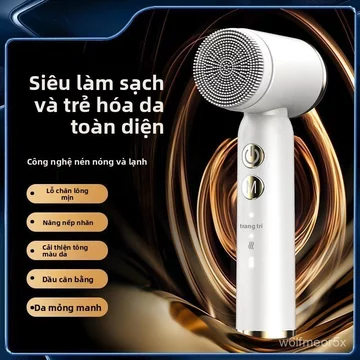 Máy rửa mặt điện Muli, Máy làm sạch lỗ chân lông Magic Home, Máy rửa mặt sâu bằng sóng âm với lông bàn chải mềm.