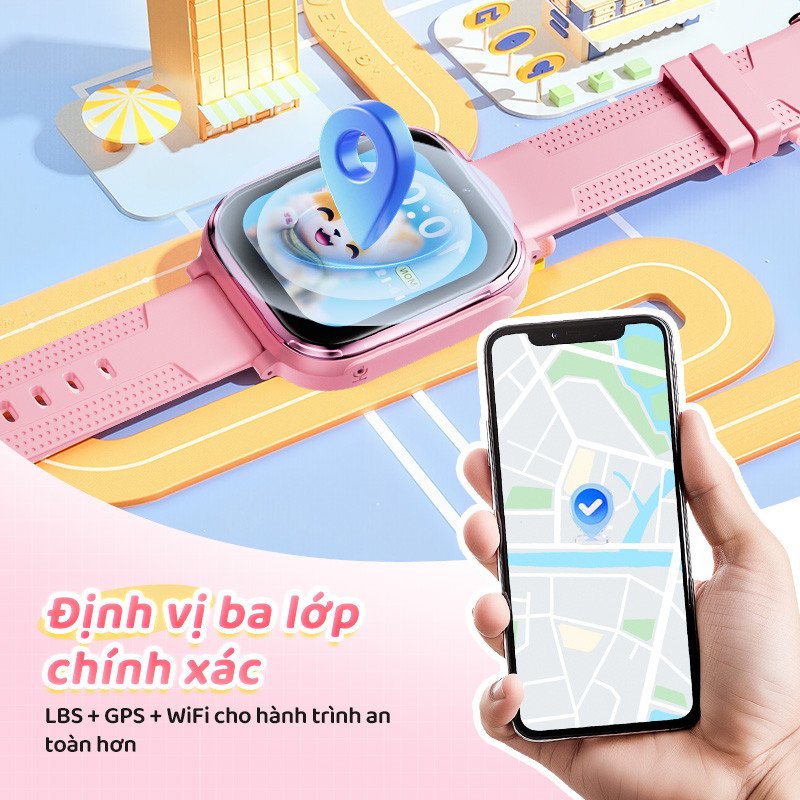 Kiumo【Kèm Ốp & 2 Dây Đeo】Đồng Hồ Thông Minh Trẻ Em 4G Kiumo T59 - Camera 8MP Gọi Video HD, Định Vị GPS, Pin 750mAh