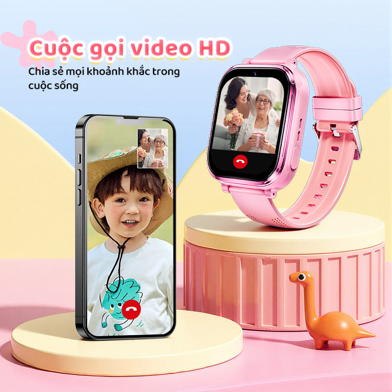 Kiumo【Kèm Ốp & 2 Dây Đeo】Đồng Hồ Thông Minh Trẻ Em 4G Kiumo T59 - Camera 8MP Gọi Video HD, Định Vị GPS, Pin 750mAh