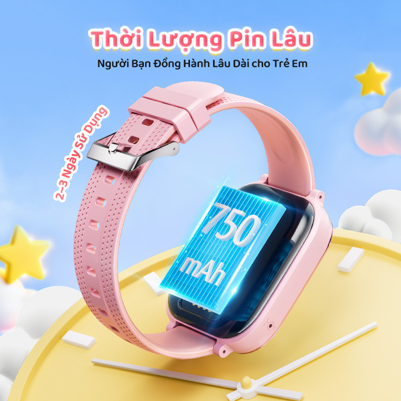 Kiumo【Kèm Ốp & 2 Dây Đeo】Đồng Hồ Thông Minh Trẻ Em 4G Kiumo T59 - Camera 8MP Gọi Video HD, Định Vị GPS, Pin 750mAh