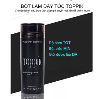 Bột Phủ Tóc Toppik 27.5G | Che Hói Đỉnh Đầu Làm Dày Tóc Keratin Siêu Mịn Tự Nhiên Màu Đen