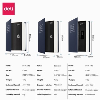 Két sắt Mini Hộp Đựng Tiền Hình Cuốn Quyển Sách LockSworthxDeli Khóa Cơ An Toàn Thiết Kế Ngụy Trang, Đựng Tiền & Giấy Tờ