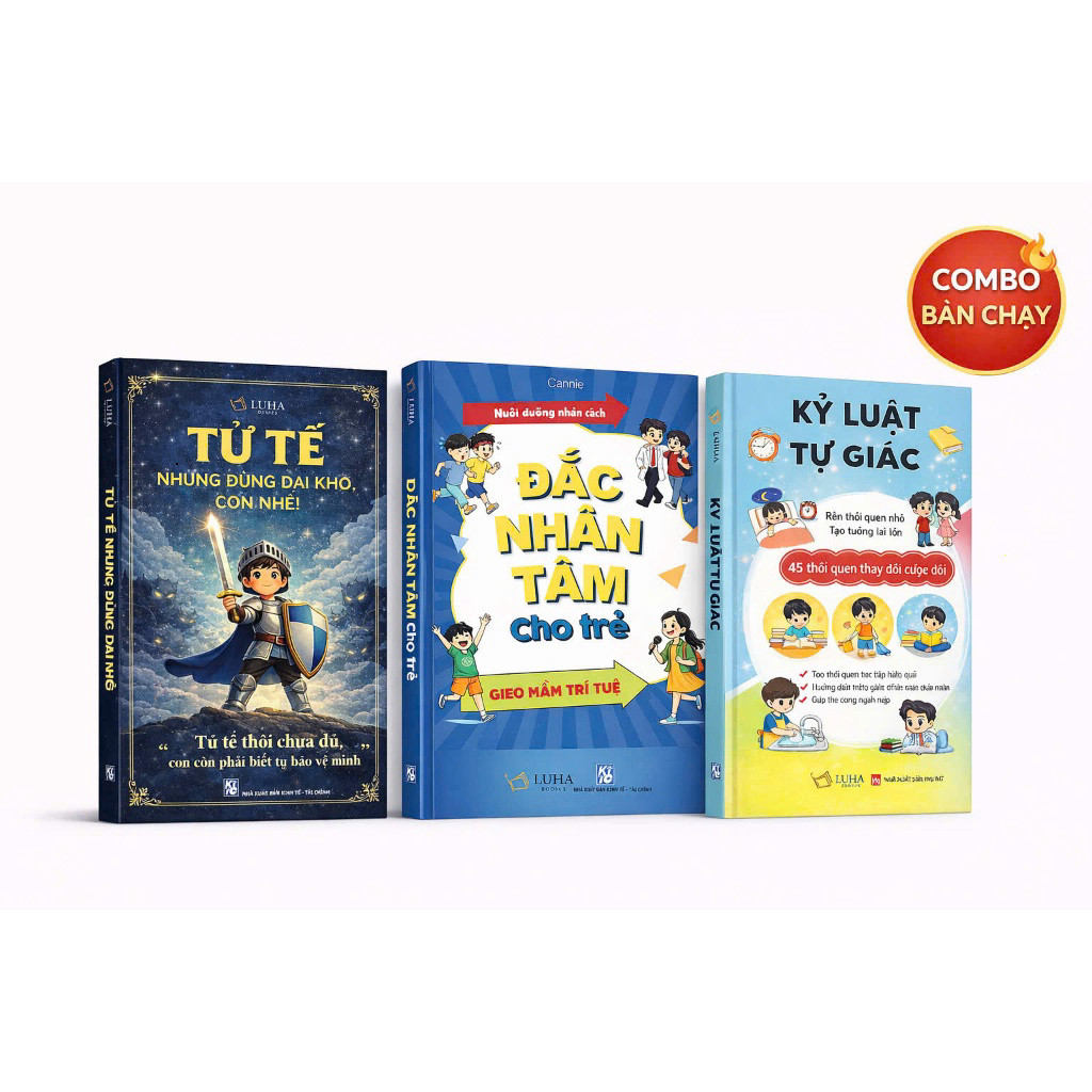 Bìa sách Combo 3 cuốn Đắc Nhân Tâm Tử Tế Nhưng Đừng Dại Khờ Kỷ Luật Tự Giác