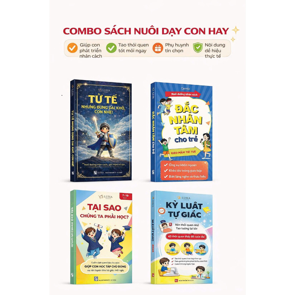 Bìa sách Combo 4 cuốn Đắc Nhân Tâm Tử Tế Nhưng Đừng Dại Khờ Tại Sao Chúng Ta Phải Học Kỷ Luật Tự Giác