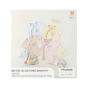 BỘ CỘC SƠ SINH CÀI CHÉO SMOOTHY [ SIÊU MỀM, MÁT, MỊN CO DÃN VÀ THẤM HÚT TỐT] SZ 1/3M - 3/6M- 6/9M (HSCC07)