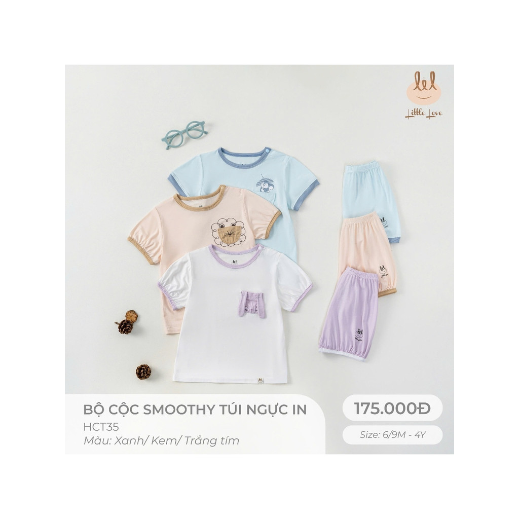 BỘ CỘC TAY SMOOTHY TÚI NGỰC IN [ SIÊU MỀM, MÁT, MỊN CO DÃN VÀ THẤM HÚT TỐT] SZ 6/9M - 4Y (HCT35)