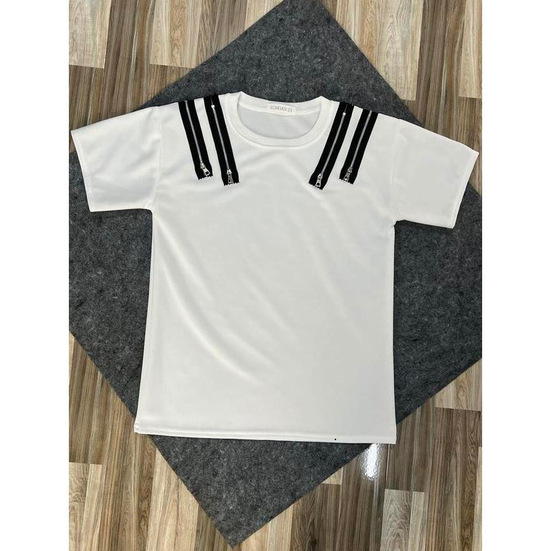 Áo Thun Cổ Tròn Nữ Nam 4 Khoá Ngắn Ôm Gọn Top Menswear Hot Trend 2026