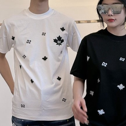 Áo Thun DSQ Nam Chất Liệu Cootong Pha Hai Màu Đen Trắng Họa Tiết Nhiều Chữ D2 Thời Trang Mùa Hè Hot Trend 2026