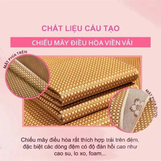 [TẶNG TÚI] Chiếu điều hòa có lót lụa 2 lớp, Chiếu Điều Hòa Sợi Mây Tổng Hợp  Lót Lụa Cao Cấp Có Chun Cài Góc Hàng Loại 1