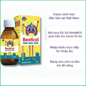 Canxi Bestical Chai 120ml - Canxi sinh học cho bé, hỗ trợ xương chắc khỏe, phát triển chiều cao