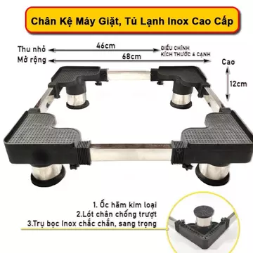 Chân Máy Giặt, Tủ Lạnh, Máy Lọc Nước Đa Năng Trụ Inox. Kệ Để Máy Giặt Cửa Ngang Và Cửa Đứng Chống Rung - giadunghn133