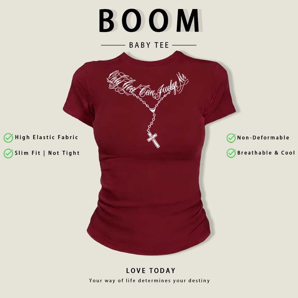 BOOM Áo Baby Tee Nữ Cotton Ôm Body-Áo Thun Ngắn Tay Y2K In Hình PhongCách Mùa Hè, Cổ Tròn Hàng Đầucách hàn quốc phongQ07